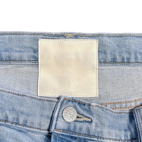 Mother NEW High Waisted Spinner Skimp Wide Straight Leg Jean Light Blue Wash 33 - Picture 11 of 16